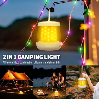 Camping Lantern with Power Bank – 3 Light Modes,  Waterproof, RGB String Lights