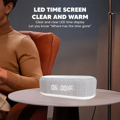 Bluetooth Speaker with 15W Wireless Charging – LED Clock, Alarm, RGB Night Light