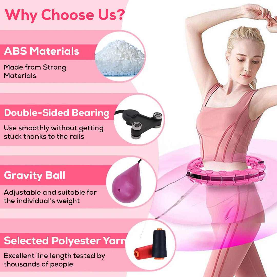 Adjustable Never-Fall Hula Hoop – 360° Rotating Exercise Ring with 47” Waist Size
