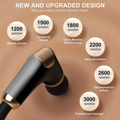 Cordless Massage Gun – 8 Heads, 6 Speed Levels, 3 Modes, Long Handle Ergonomic Design, Ultra Quiet Operation