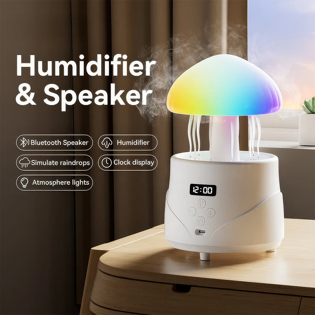 Mushroom-Shaped Humidifier & Bluetooth Speaker – 400ml Capacity & Colorful Lights