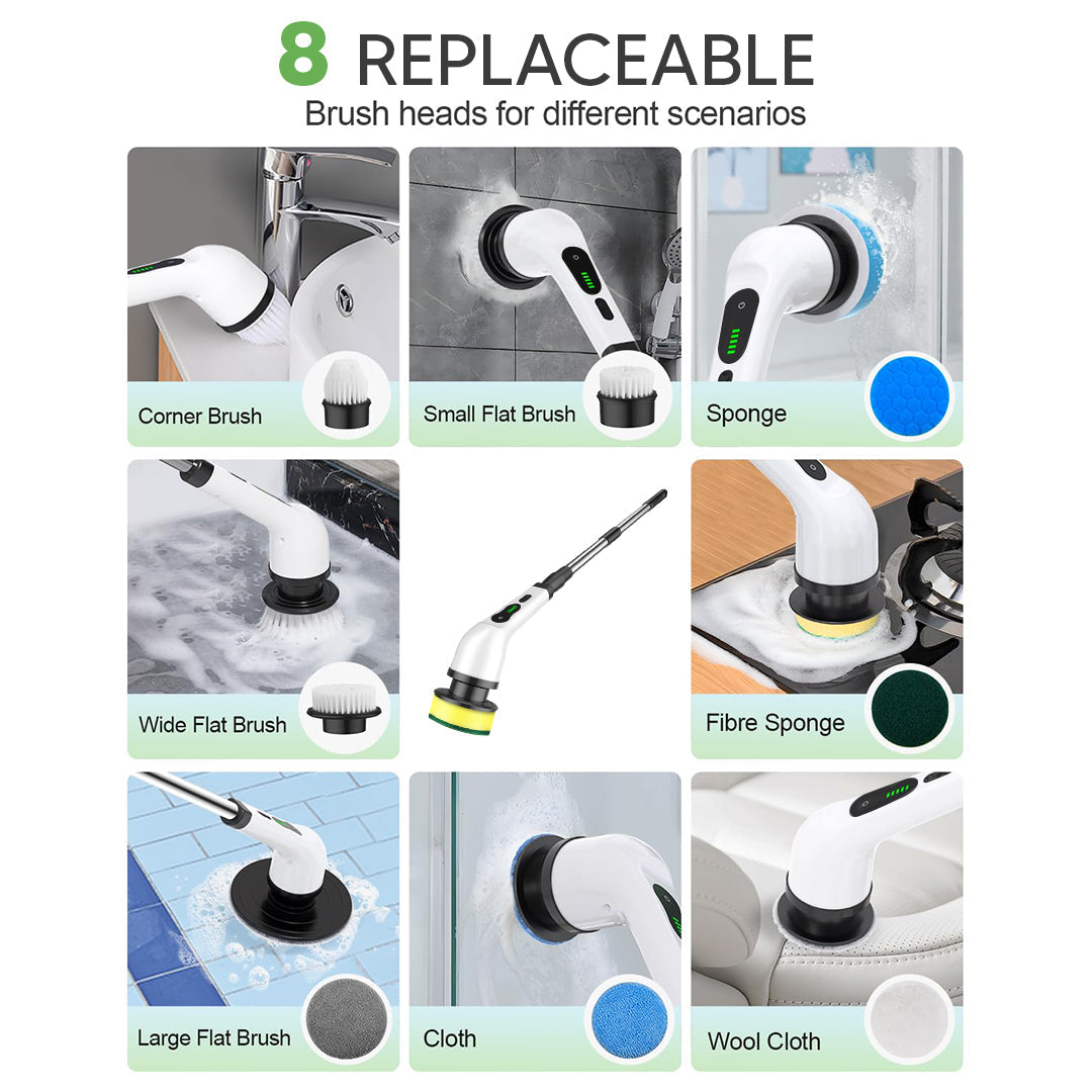 Pro Electric Cleaning Brush – 9 Heads, Dual-Speed, IPX7 Waterproof