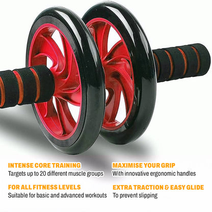Double Wheel Ab Roller – Non-Slip Handles and Knee Support Pad
