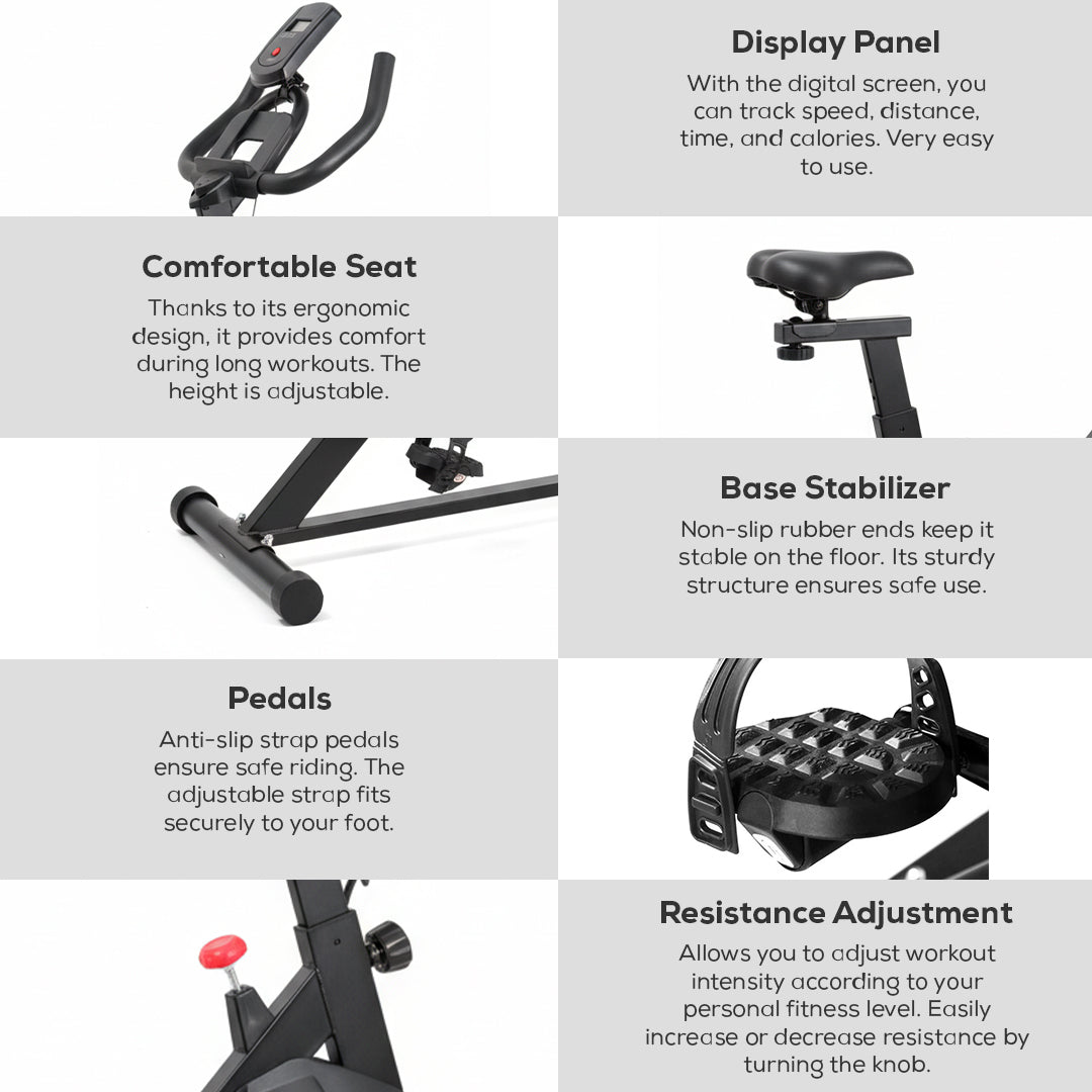 Portable Upright Exercise Bike – Adjustable Indoor Cycling with LCD Monitor