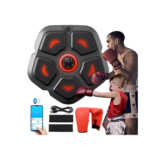 Smart Music Boxing Machine, Bluetooth Speaker Electronic Punching Machine Wall Mounted, 9 Levels & Light-Up Punch Machine, Music Boxing Machine Uk for Adult & Kids, Musical Boxing Machine with Gloves