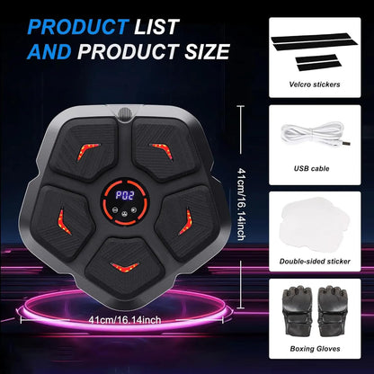 Smart Music Boxing Machine, Bluetooth Speaker Electronic Punching Machine Wall Mounted, 9 Levels & Light-Up Punch Machine, Music Boxing Machine Uk for Adult & Kids, Musical Boxing Machine with Gloves