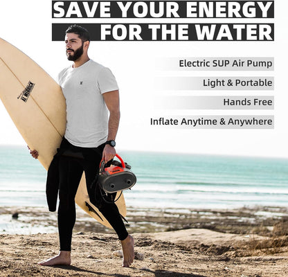 Portable Dual-Stage Electric Air Pump – 20 PSI Max, Quick Inflation for Paddle Boards, Boats & Inflatables (Random Colour)