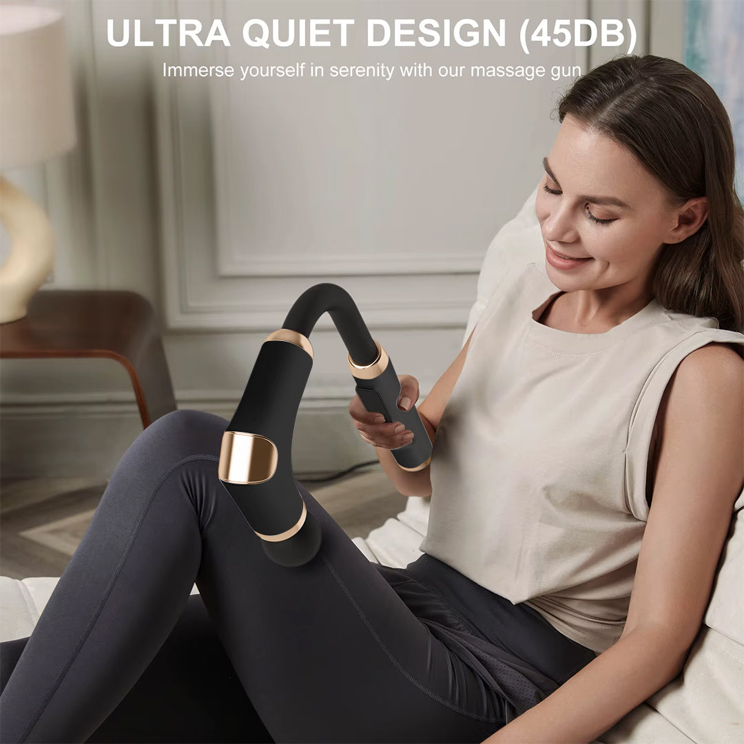 Cordless Massage Gun – 8 Heads, 6 Speed Levels, 3 Modes, Long Handle Ergonomic Design, Ultra Quiet Operation