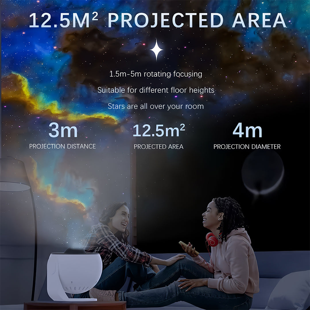 4K Galaxy Projector – 12 Space-Themed Discs, Silent Rotation & Timer Mode