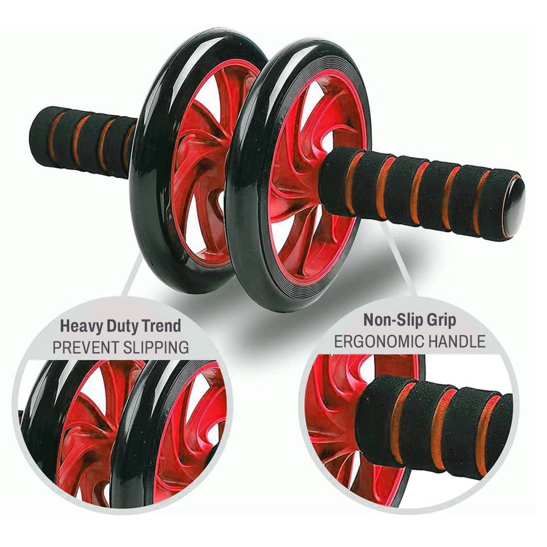 Double Wheel Ab Roller – Non-Slip Handles and Knee Support Pad