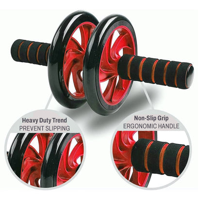 Double Wheel Ab Roller – Non-Slip Handles and Knee Support Pad