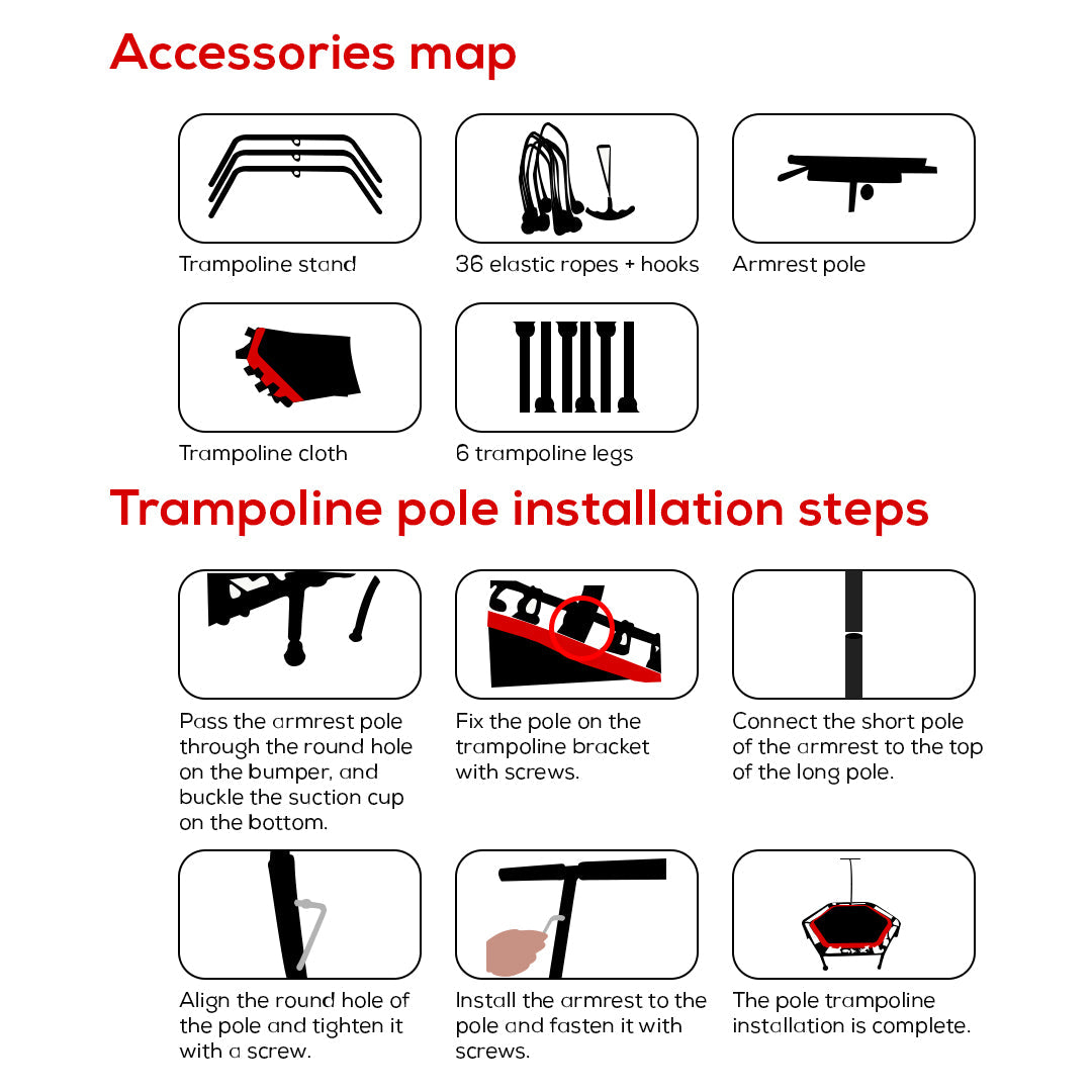 Durable Hexagonal Fitness Trampoline with Adjustable Handle – Ideal for Fun and Safe Home Workouts