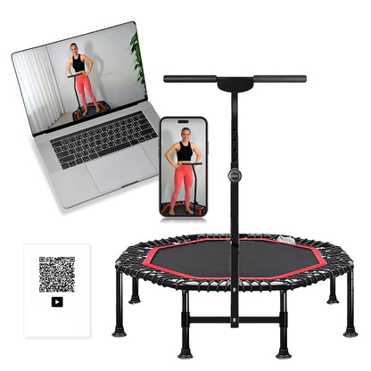 45 Inch Rebounder Trampoline for Adults, Max 330 lbs Load Capacity, Portable Fitness Exercise with 3-Level Adjustable Foam Handle for Indoor and Outdoor Exercise