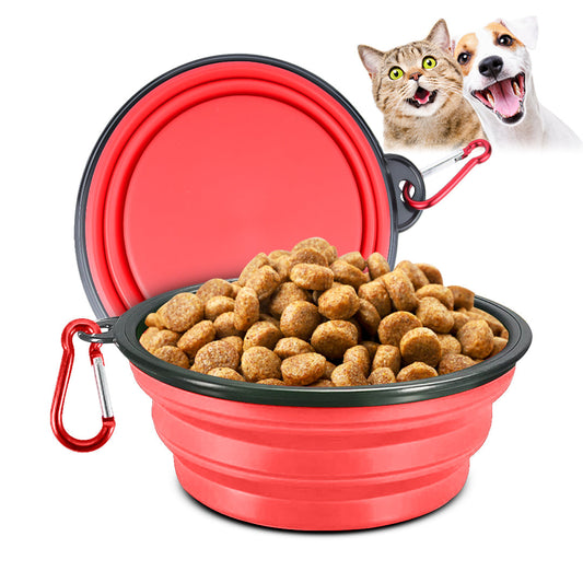 Silicone Portable Pet Bowl Collapsible (Red)