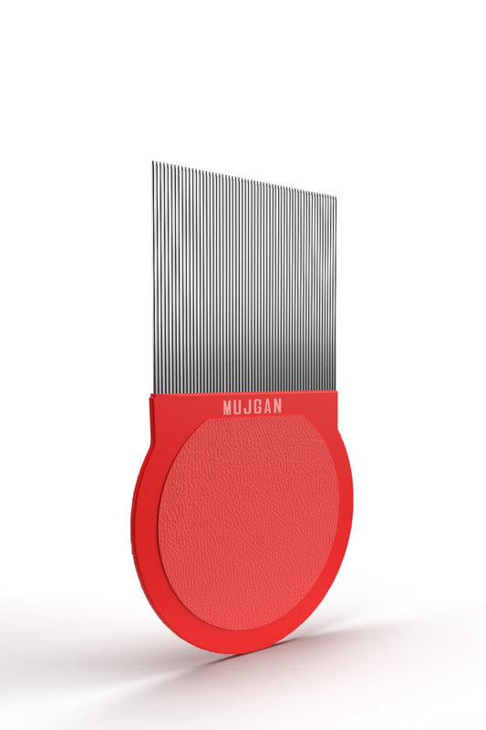 Durable Metal Flea Comb in Red for Pet Grooming