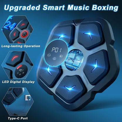 Smart Music Boxing Machine, Bluetooth Speaker Electronic Punching Machine Wall Mounted, 9 Levels & Light-Up Punch Machine, Music Boxing Machine Uk for Adult & Kids, Musical Boxing Machine with Gloves