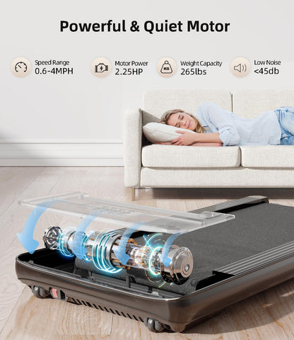 Bifanuo Walking Pad - Under Desk Treadmill, Portable Walking Pad with Remote Control LED Display - Ideal for Home/Office Fitness Enthusiasts (Black)